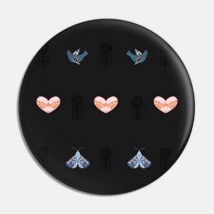 Hearts, Moths & Birds Pin