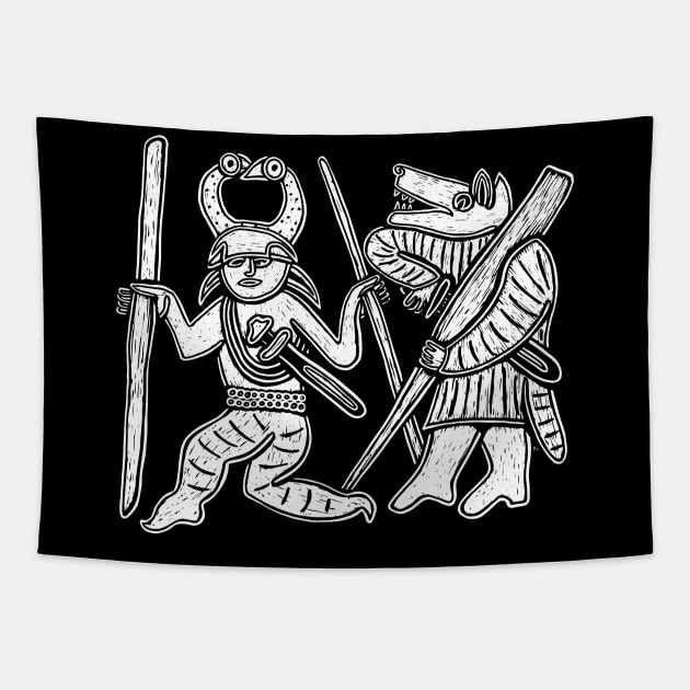 Odin and Berserker Ulfhednar from Torslunda Plates Tapestry by LaForma