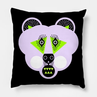 Grizzly Bear Face, Pale Green Pillow