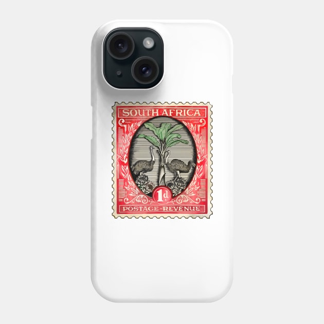 South African Ostrich Stamp Phone Case by Marike Korting Art