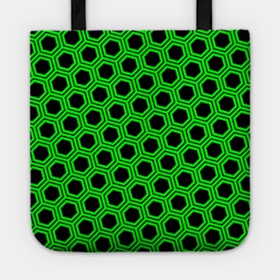 Pattern hexagonal green on black background Tote