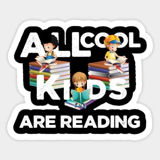 All The Cool Kids Are Reading With Cat Funny vintage retro Gift - All The  Cool Kids Are Reading Book - Sticker