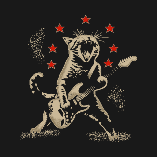 Rock Cat Playing Guitar T-Shirt