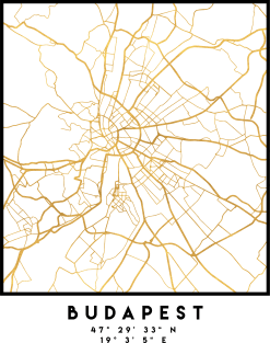 BUDAPEST HUNGARY CITY STREET MAP ART Magnet