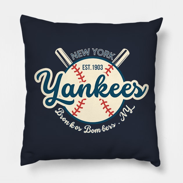 yankees vintage Pillow by soft and timeless