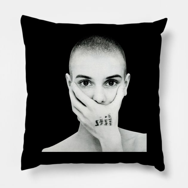 Sinead O Connor black and white Pillow by aliencok