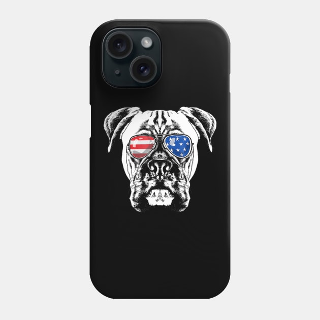 Boxer Dog American Flag Vintage Retro Phone Case by Xamgi