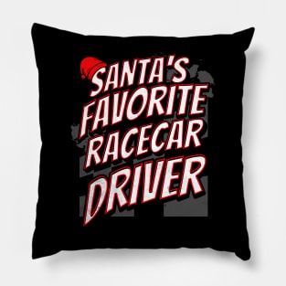 Santa's Favorite Racecar Driver Funny Christmas Racing Xmas Race Car Checkered Flag Pillow