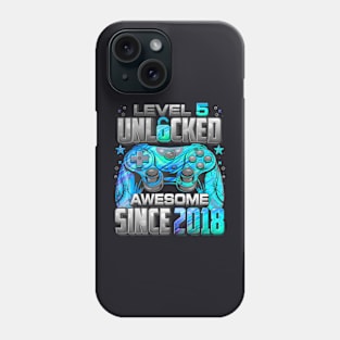 Level 5 Unlocked Awesome Since 2018 5Th Birthday Gaming Phone Case