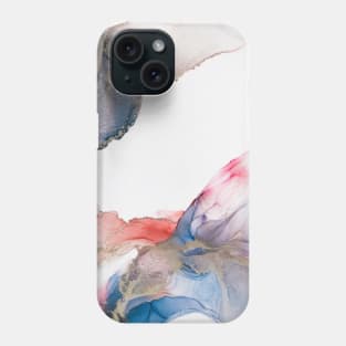 Abstract painted with alcohol ink. Sparkling red, blue, purple, gold color. The style includes marble swirls or agate ripples. Phone Case