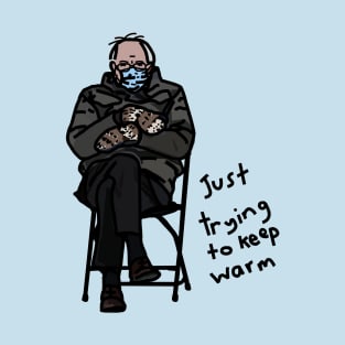 Keep Warm Bernie Sanders Memes Line Drawing T-Shirt