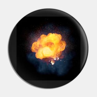 Realistic fiery explosion, orange color with sparks and smoke Pin