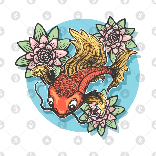 Koi Fish hand drawn illustration by devaleta