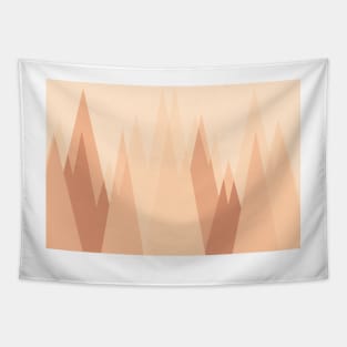 Silhouettes, sunset over mountain peaks, soft colors Tapestry