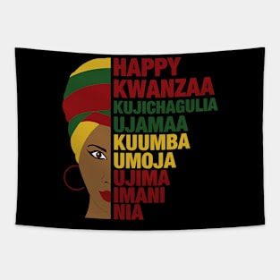 Happy Kwanzaa African Black Woman 7 Principles Tapestry