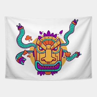 Mecha Tiki Mask Tapestry