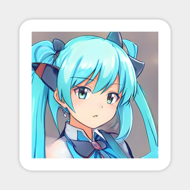 Blue eye Anime Girl Magnet by animegirlnft