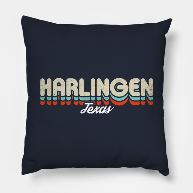 Retro Harlingen Texas Pillow by rojakdesigns