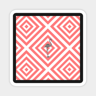 Flamingo - Abstract geometric pattern - pink and white. Magnet