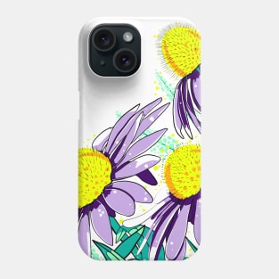 Violet Echynacea Flowers in Menthol Green Leaves Phone Case