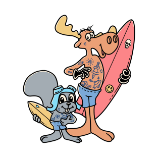 Rocky and bullwinkle surfing T-Shirt