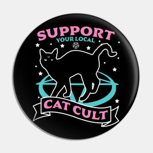 Support Your Local Cat Cult - Pastel Goth Occult Halloween Pin