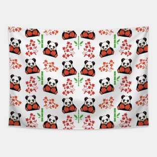 Panda boxing Pattern Tapestry