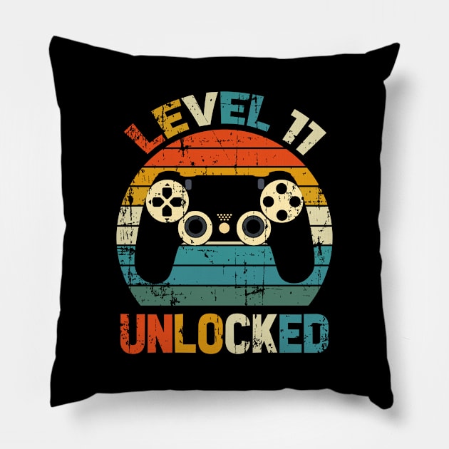 Level 11 Unlocked, 11th Birthday, 12 Years old, Gamer Birthday, eleventh Birthday Boy, Gaming Gift, Awesome Since 2011 Pillow by UranusArts