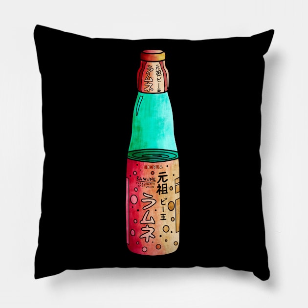 Ramune Soda Japanese Drink Pillow by Kelly Louise Art