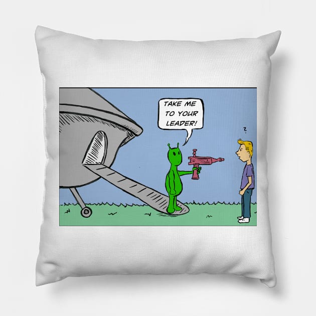 Take me to your leader Pillow by matan kohn