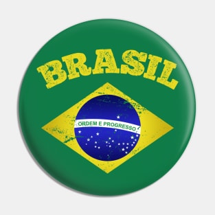 Brasil Football Retro Soccer Brazilian Flag Pin