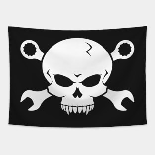 Skull 'n' Tools - Screw Pirate 2 (white) Tapestry