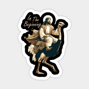 Jesus Riding A Ostrich Magnet