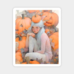 Halloween Pumpkin Girl Magnet