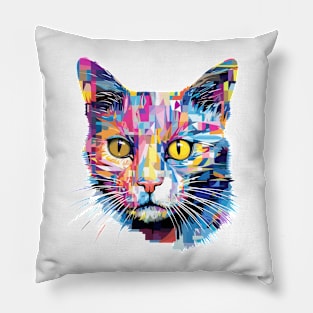 Cat Pet World Animal Lover Furry Friend Abstract Pillow