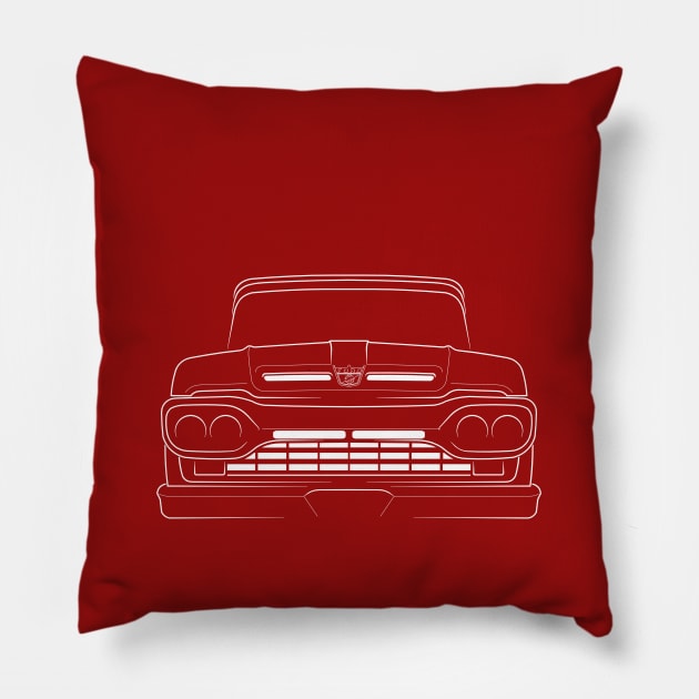 1960 Ford F-100 - front stencil, white Pillow by mal_photography