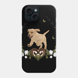 Cute labrador puppy with flowers Phone Case