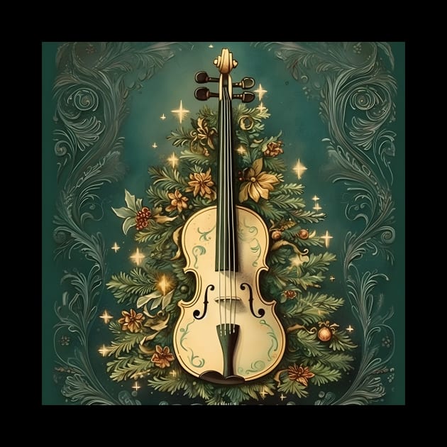 Christmas Violin With Beautiful Filigree by MiracleROLart