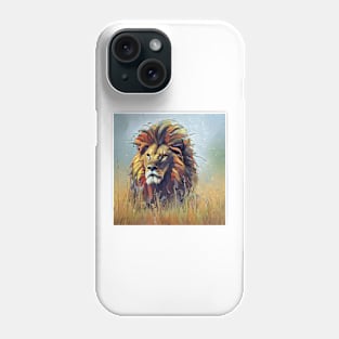 Painting of a big wild lion Phone Case