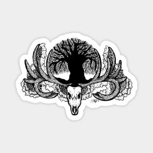 Tree Silhouette with Deer Skull Magnet