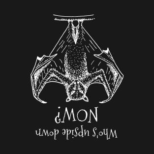 Upside Down Bat (White Print) T-Shirt