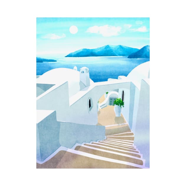 Santorini A by koreanfolkpaint