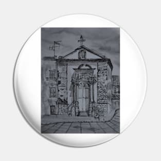 Watercolor sketch in bw - Chiesa delle Anime Sante. Enna, Sicily Pin