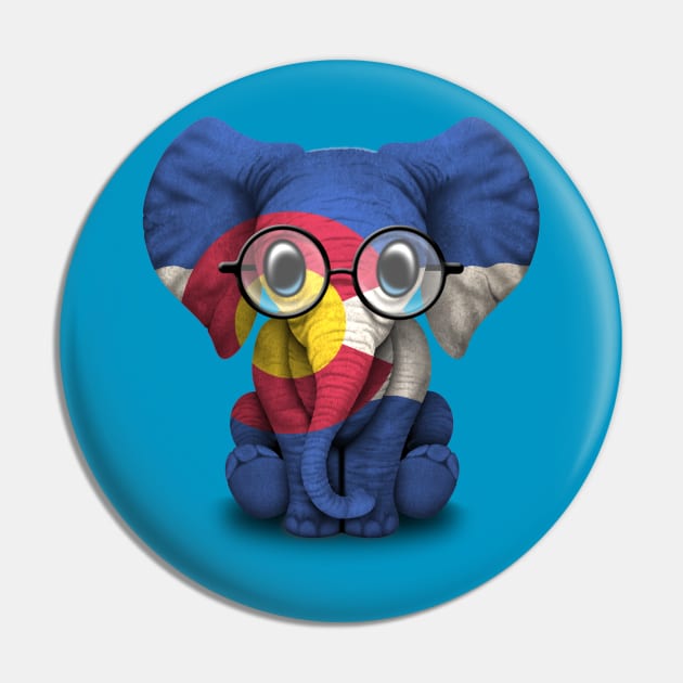 Baby Elephant with Glasses and Colorado Flag Pin by jeffbartels