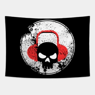 Skull with Headphones - Vintage Tapestry