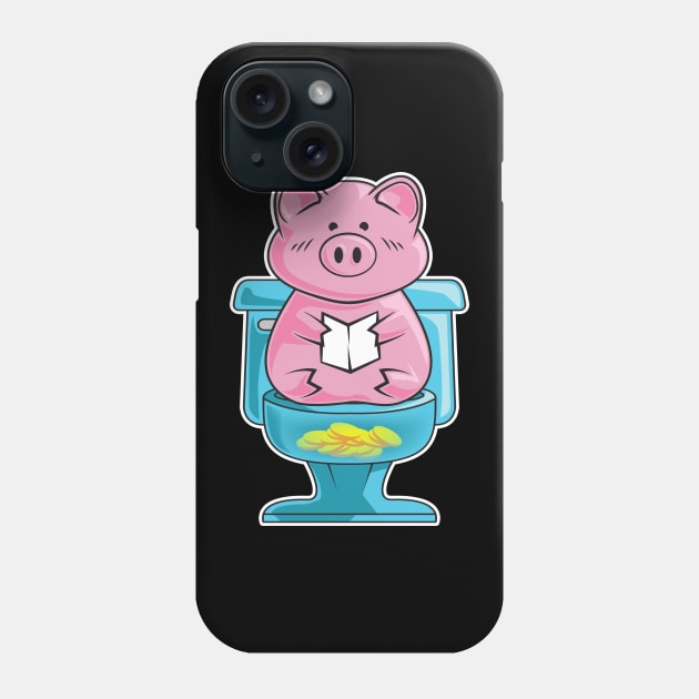 Funny Pig On Toilet Piggy Bank Potty Training Pun Phone Case by theperfectpresents