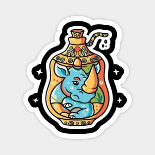 Stylized Rhino in a Genie Bottle Magnet