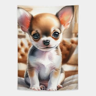 Watercolor Chihuahua Puppies Painting - Cute Puppy Tapestry