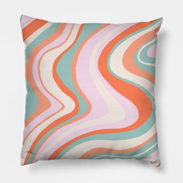 Psychedelic swirls - orange, pink and turquoise Pillow by Home Cyn Home 