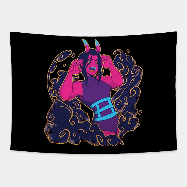 Neon Oni Tapestry by NeonJax